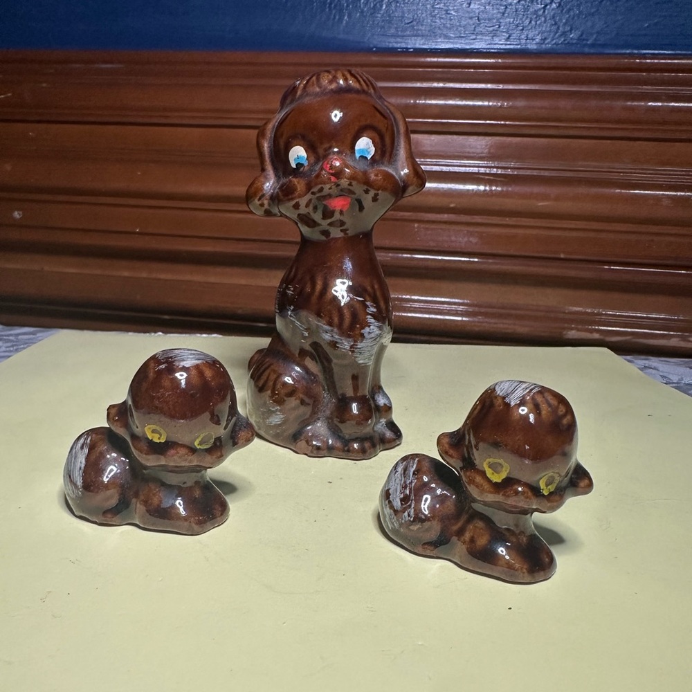 Vintage Ceramic Poodle Figurines Set of 3 Made In Japan